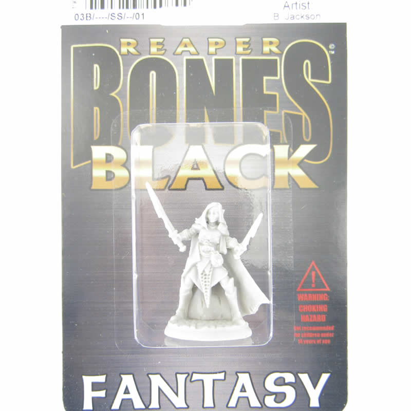 RPR44070 Dark Elf Female Warrior Miniature 25mm Heroic Scale Bones Black 2nd Image
