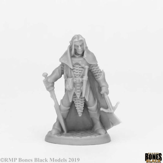 RPR44072 Dark Elf Male Warrior Miniature 25mm Heroic Scale Bones Black Main Image