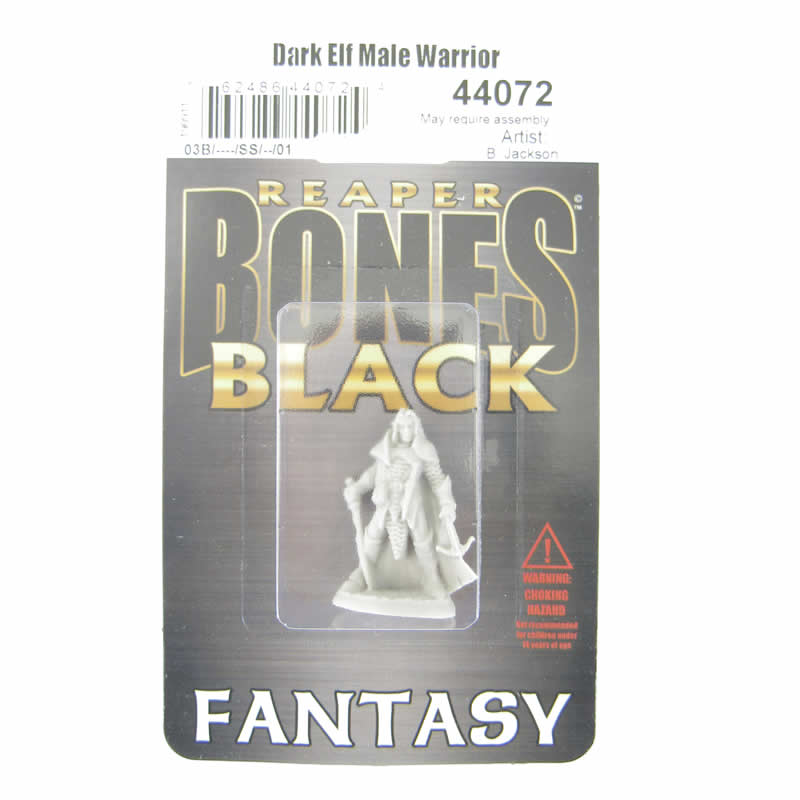 RPR44072 Dark Elf Male Warrior Miniature 25mm Heroic Scale Bones Black 2nd Image
