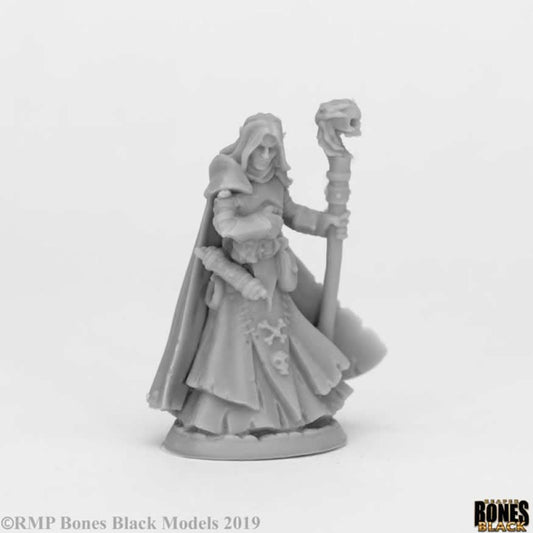 RPR44073 Dark Elf Wizard Miniature 25mm Heroic Scale Bones Black Main Image