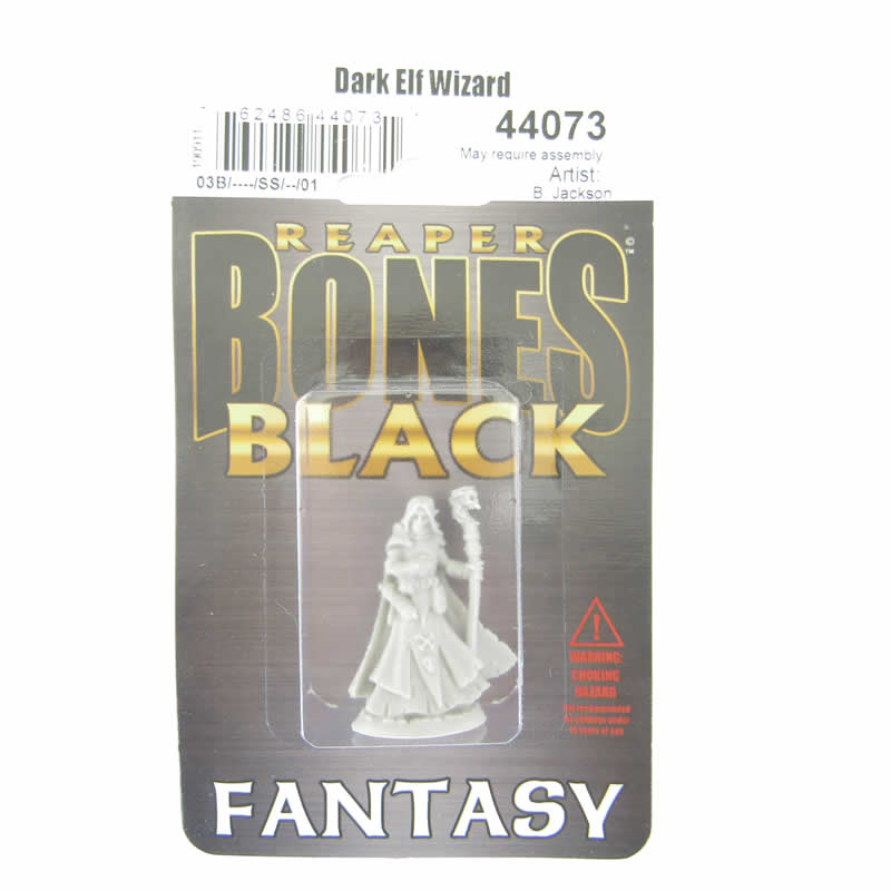 RPR44073 Dark Elf Wizard Miniature 25mm Heroic Scale Bones Black 2nd Image