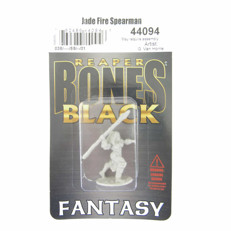 RPR44094 Jade Fire Spearman Miniature 25mm Heroic Scale Bones Black 2nd Image