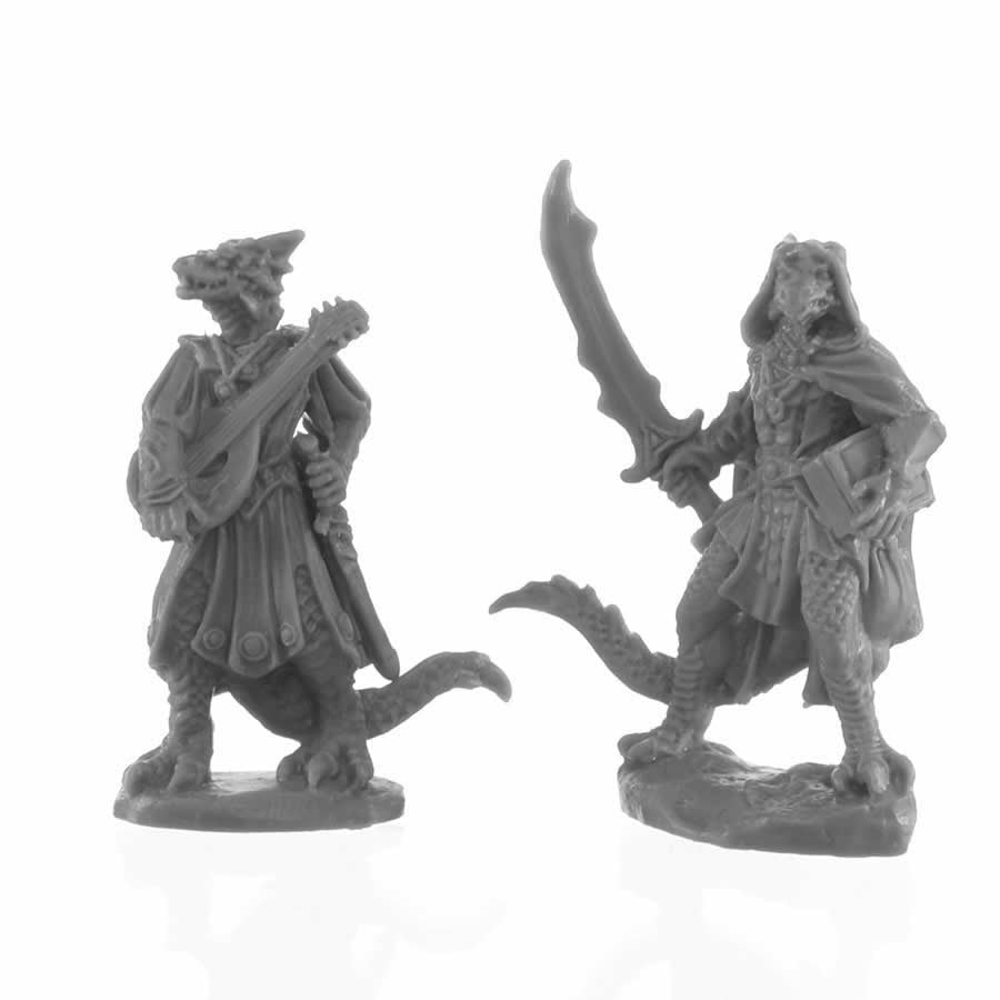 RPR44145 Dragonfolk Bard and Thief Miniature 25mm Heroic Scale Figure Bones Black Main Image