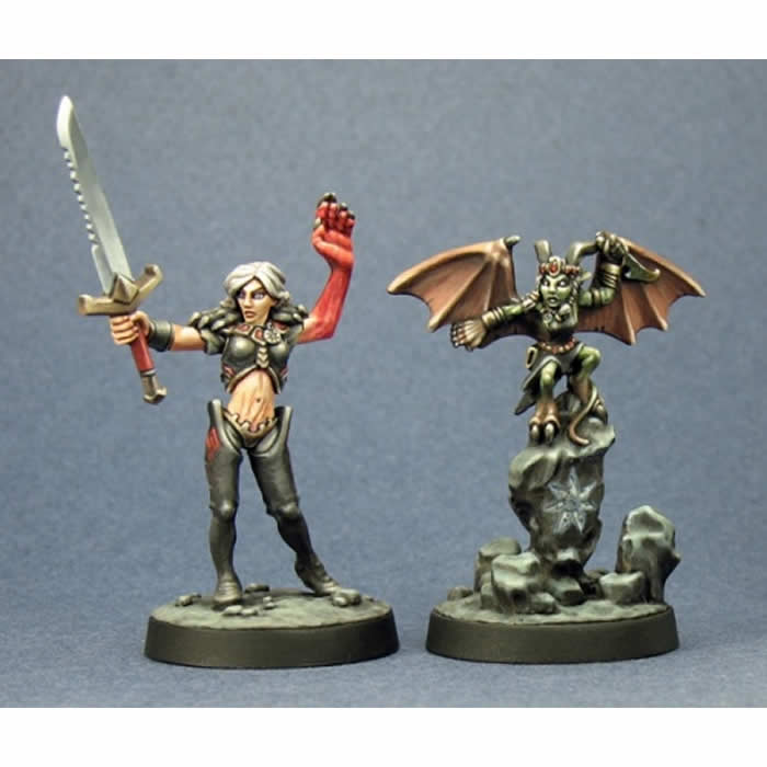 RPR60012 Nualia and Erylium Demon Miniature 25mm Heroic Scale Pathfinder Series Reaper Miniatures Main Image