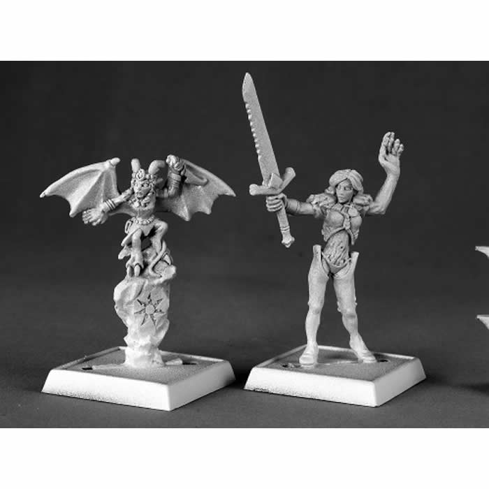 RPR60012 Nualia and Erylium Demon Miniature 25mm Heroic Scale Pathfinder Series Reaper Miniatures 3rd Image