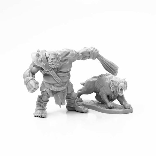 RPR77939 Hill Giant Hunter and Dire Lion Miniature 25mm Heroic Scale Figure Main Image