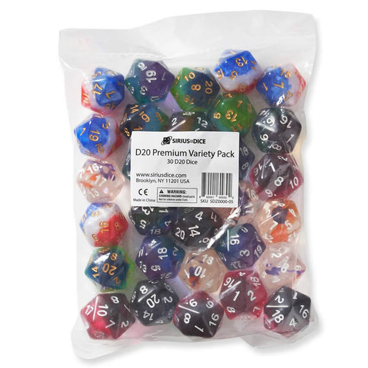 SDZ000005 Premium Variety Pack Assorted Colors D20 Pack of 30 Sirius Dice Main Image