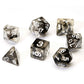 SDZ000108 Cloud Black Translucent Acrylic Dice with White Numbers 16mm (5/8 inch) 7 Dice Set 2nd Image