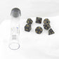 SDZ000203 Soild Black Resin Dice Gold Numbers 16mm (5/8 inch) 7 Dice Set Main Image