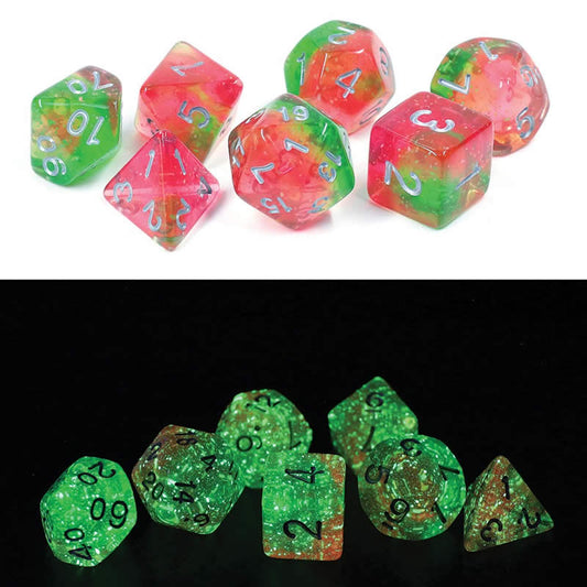 SDZ000601 Lotus Glowworm Resin Dice with Silver Numbers 16mm (5/8 inch) Main Image