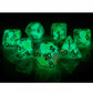 SDZ000605 Lucky Charm Glowworm Resin Dice with White Numbers 16mm (5/8 inch) 7 Dice Set 2nd Image