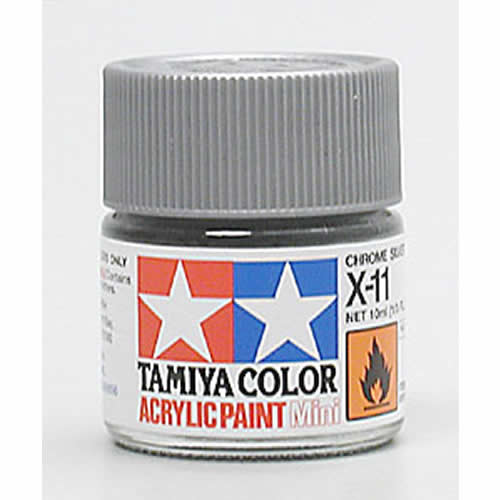 TAM81011 X11 Chrome Silver Gloss Acrylic 23ml (3/4oz) Bottle Hobby Paint Main Image