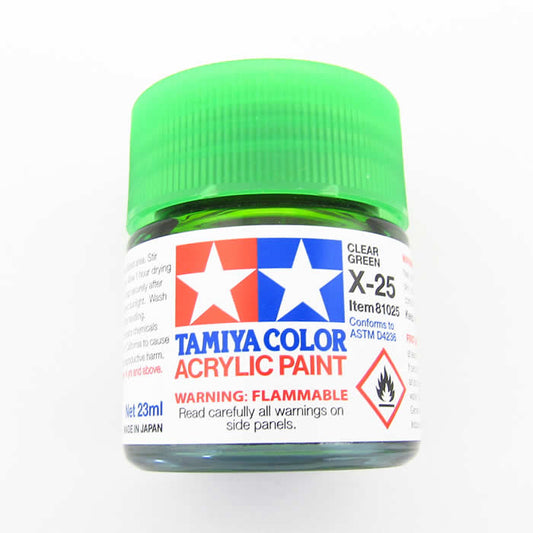 TAM81025 X25 Clear Green Gloss Acrylic 23ml (3/4oz) Bottle Hobby Paint Main Image