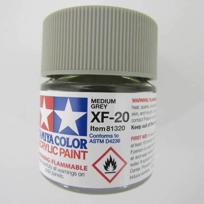 TAM81320 XF-20 Flat Medium Grey Acrylic Paint 23ml Bottle Hobby Paint Main Image