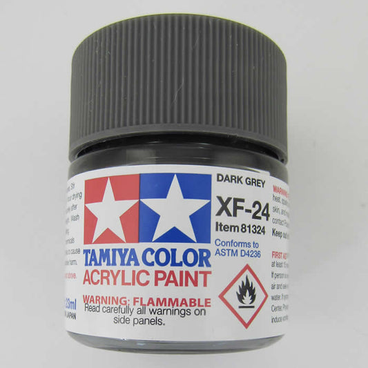 TAM81324 XF-24 Flat Dark Grey Acrylic Paint 23ml Bottle Hobby Paint Tamiya Main Image