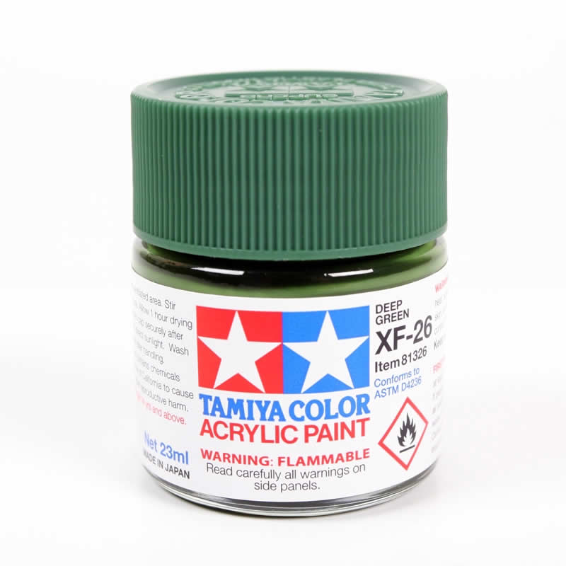 TAM81326 XF-26 Deep Green Acrylic Paint 23ml Bottle Hobby Paint Tamiya Main Image