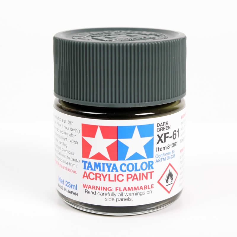 TAM81361 XF61 Dark Green Acrylic 23ml (3/4oz) Bottle Hobby Paint Tamiya Main Image