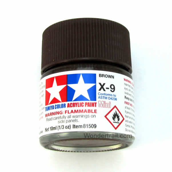 TAM81509 Mini X-9 Brown Gloss Acrylic 10ml (1/3oz) Bottle Hobby Paint Tamiya Main Image