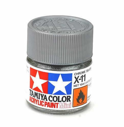 TAM81511PT Mini X-11Silver Gloss Acrylic 10ml (1/3oz) Bottle Hobby Paint Tamiya Main Image