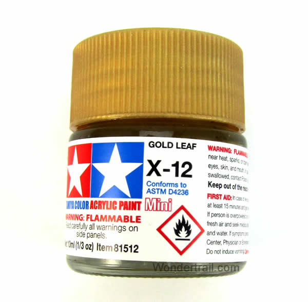 TAM81512PT Mini X-12 Gold Leaf Gloss Acrylic 10ml (1/3oz) Bottle Hobby Paint Tamiya Main Image