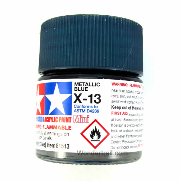 TAM81513PT Mini X-13 Metallic Blue Gloss Acrylic 10ml (1/3oz) Bottle Hobby Paint Tamiya Main Image