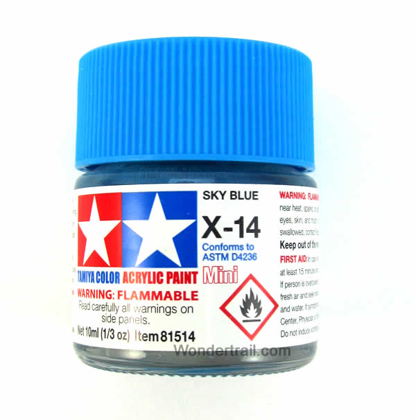 TAM81514PT Mini  X-14 Sky Blue Gloss Acrylic 10ml (1/3oz) Bottle Hobby Paint Tamiya Main Image