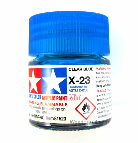 TAM81523PT Mini X-23 Clear Blue Acrylic 10ml (1/3oz) Bottle Hobby Paint Tamiya Main Image