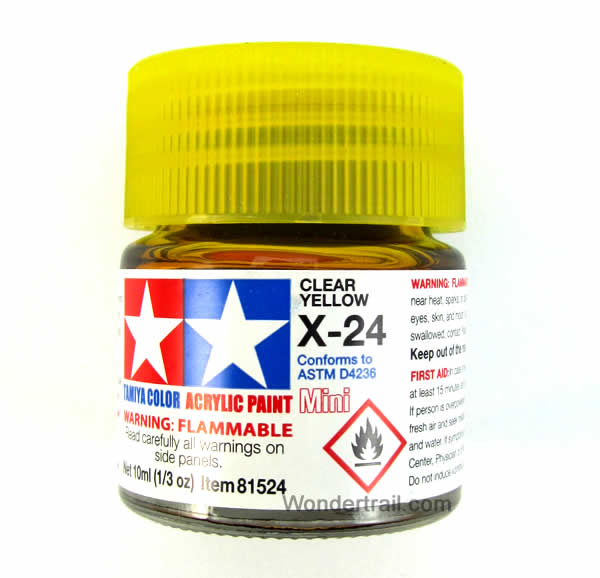 TAM81524PT Mini X-24 Clear Yellow Acrylic 10ml (1/3oz) Bottle Hobby Paint Tamiya Main Image