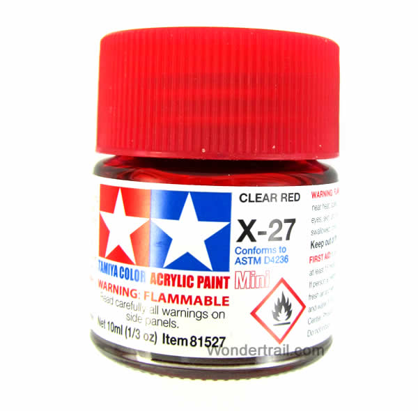 TAM81527PT Mini X-27 Clear Red Acrylic 10ml (1/3oz) Bottle Hobby Paint Tamiya Main Image