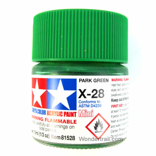 TAM81528PT Mini X-28 Park Green Gloss Acrylic 10ml (1/3oz) Bottle Hobby Paint Tamiya Main Image