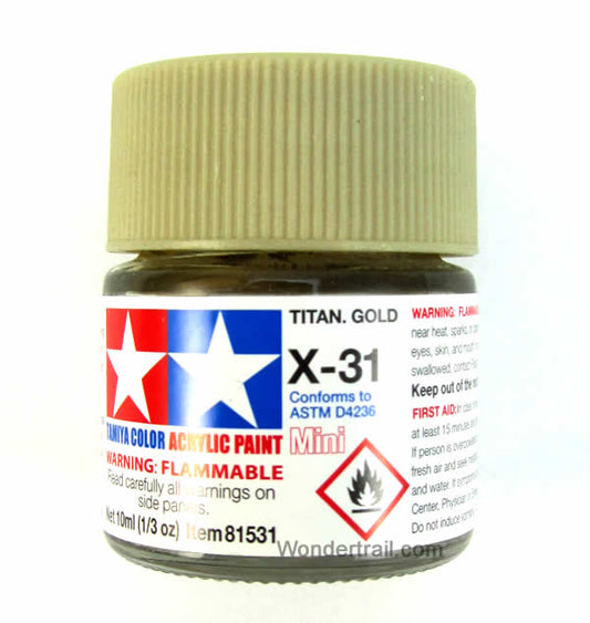 TAM81531PT Mini X-31 Titan Gold Acrylic 10ml (1/3oz) Bottle Hobby Paint Tamiya Main Image