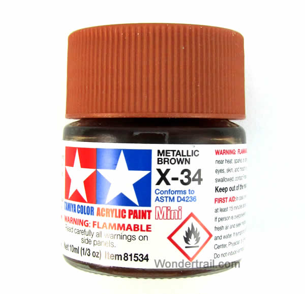 TAM81534PT Mini X-34 Metallic Brown Acrylic 10ml (1/3oz) Bottle Hobby Paint Tamiya Main Image