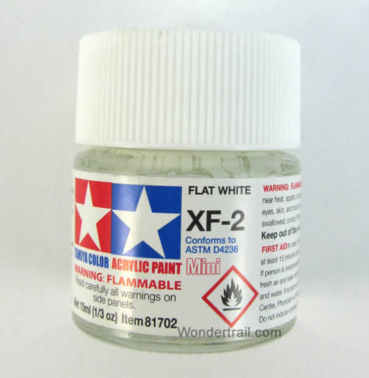 TAM81702 Mini XF-2 Flat White Acrylic 10ml (1/3oz) Bottle Hobby Paint Tamiya Main Image