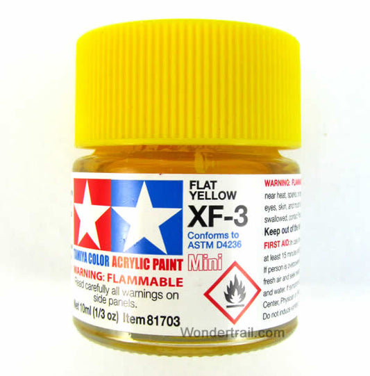 TAM81703 Mini XF-3 Flat Yellow Acrylic 10ml (1/3oz) Bottle Hobby Paint Tamiya Main Image