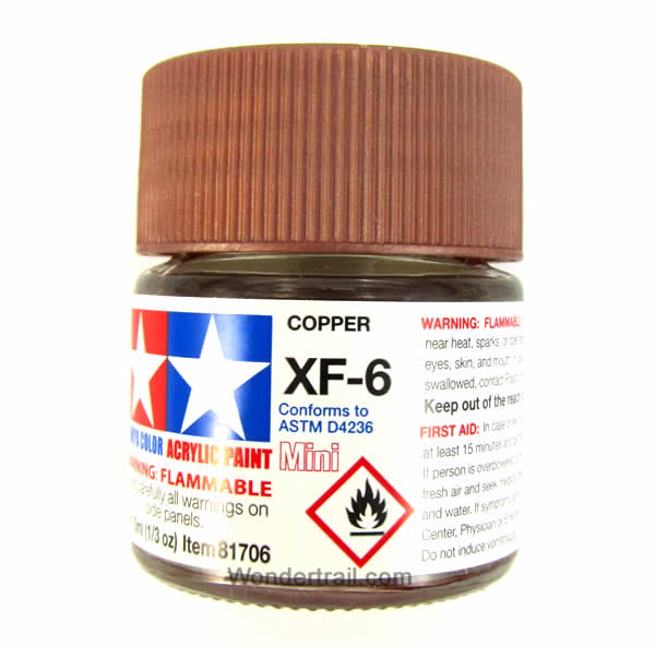 TAM81706 Mini XF-6 Flat Copper Acrylic 10ml (1/3oz) Bottle Hobby Paint Tamiya Main Image