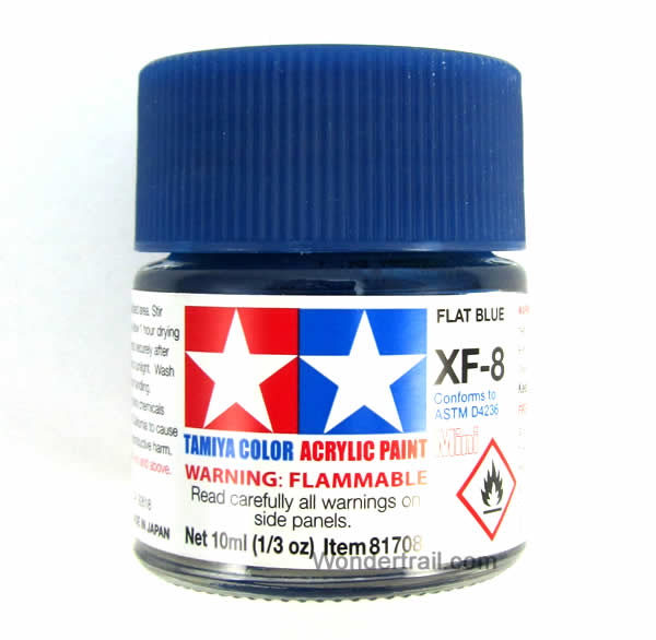 TAM81708 Mini XF-8 Flat Blue Acrylic 10ml (1/3oz) Bottle Hobby Paint Tamiya Main Image