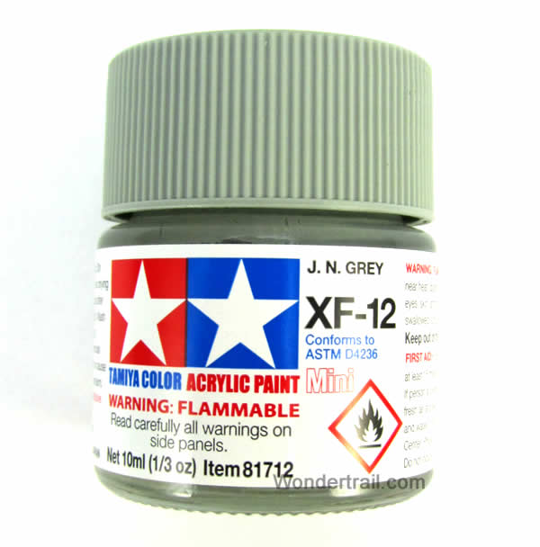 TAM81712 Mini XF-12 Flat Japanese Navy Gray Acrylic 10ml (1/3oz) Bottle Hobby Paint Tamiya Main Image