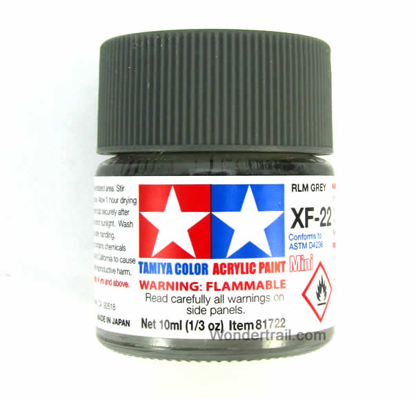 TAM81722PT Mini XF-22 RLM Flat Grey Acrylic 10ml (1/3oz) Bottle Hobby Paint Tamiya Main Image