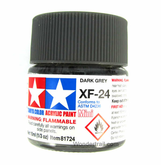 TAM81724PT Mini XF-24 Flat Dark Grey Acrylic 10ml (1/3oz) Bottle Hobby Paint Tamiya Main Image