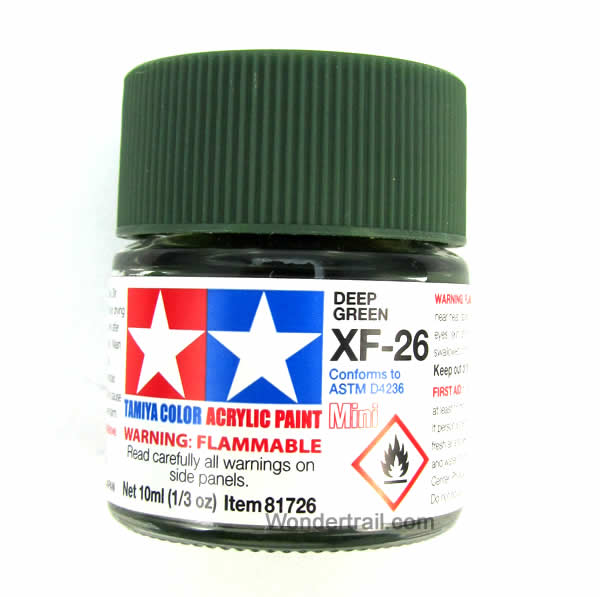 TAM81726PT Mini XF-26 Flat Deep Green Acrylic 10ml (1/3oz) Bottle Hobby Paint Tamiya Main Image