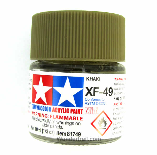 TAM81749PT Mini XF-49 Flat Khaki Acrylic 10ml (1/3oz) Bottle Hobby Paint Tamiya Main Image