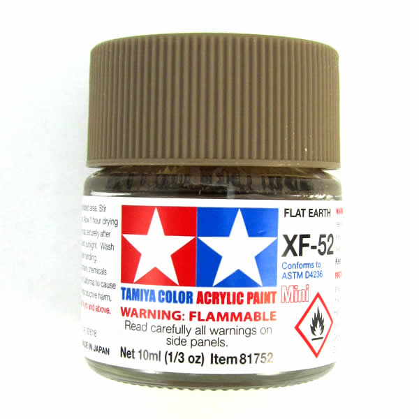 TAM81752 XF-52 Mini Flat Earth Acrylic 10ml (1/3oz) Bottle Hobby Paint Tamiya Main Image