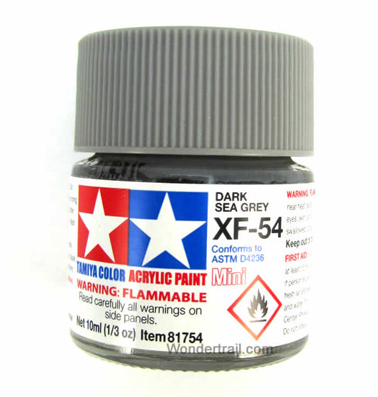 TAM81754 XF-54 Mini Flat Dark Sea Gray Acrylic 10ml (1/3oz) Bottle Hobby Paint Tamiya Main Image