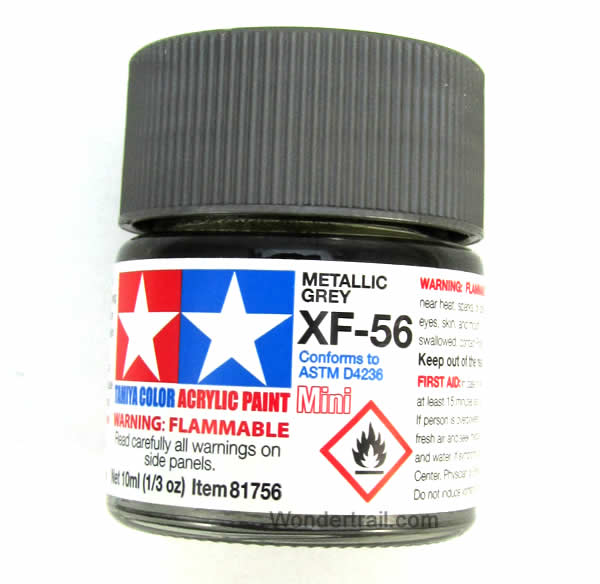 TAM81756 XF-56 Mini Flat Metallic Gray Acrylic 10ml (1/3oz) Bottle Hobby Paint Tamiya Main Image