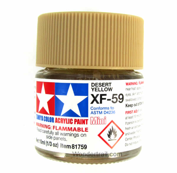 TAM81759 XF-59 Mini Flat Desert Yellow Acrylic 10ml (1/3oz) Bottle Hobby Paint Tamiya Main Image