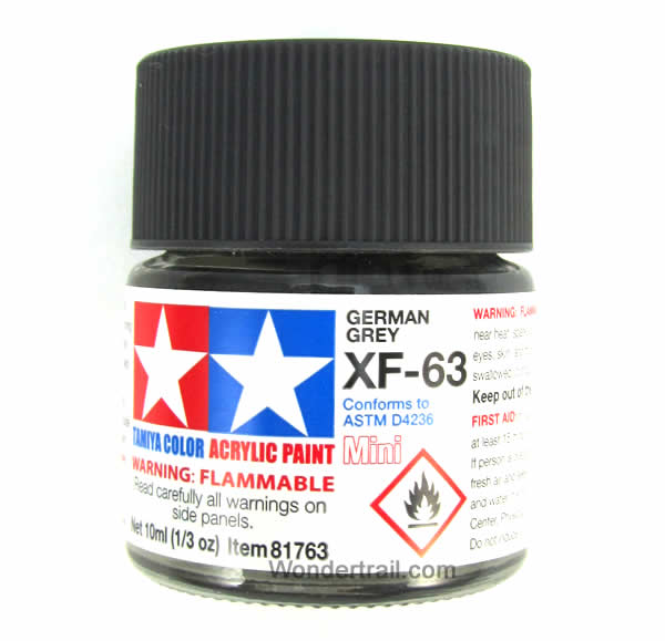 TAM81763 XF-63 Mini Flat German Gray Acrylic 10ml (1/3oz) Bottle Hobby Paint Tamiya Main Image