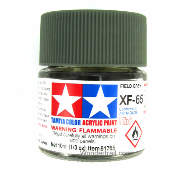 TAM81765 XF-65 Mini Flat Field Gray Acrylic 10ml (1/3oz) Bottle Hobby Paint Tamiya Main Image