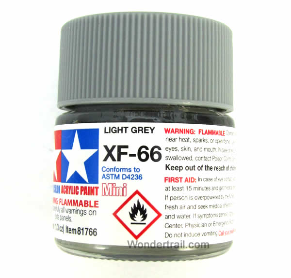 TAM81766 XF-66 Mini Flat Light Gray Acrylic 10ml (1/3oz) Bottle Hobby Paint Tamiya Main Image