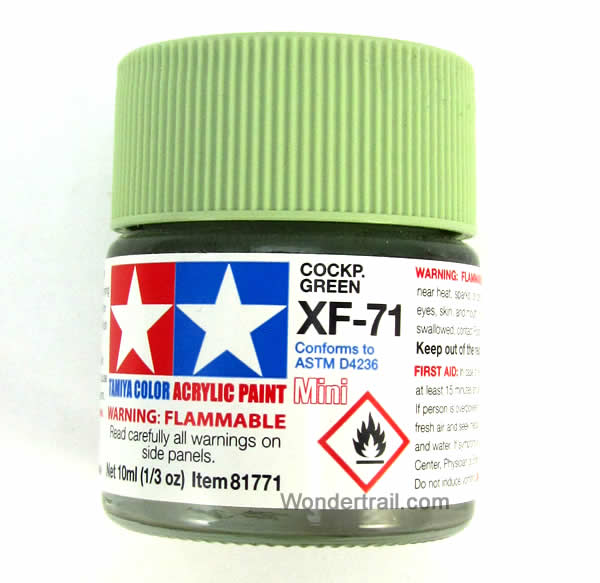 TAM81771 XF-71 Mini Flat Cockpit Green Acrylic 10ml (1/3oz) Bottle Hobby Paint Tamiya Main Image