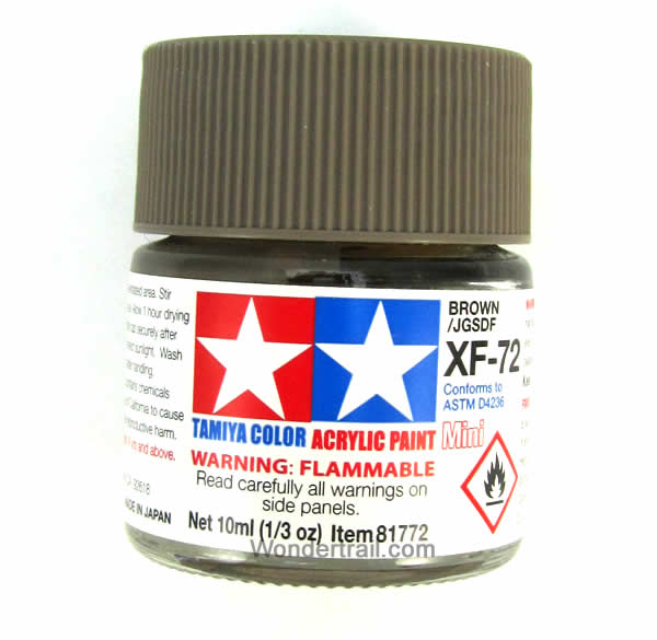 TAM81772 XF-72 Mini Flat Brown JGSDF Acrylic 10ml (1/3oz) Bottle Hobby Paint Tamiya Main Image